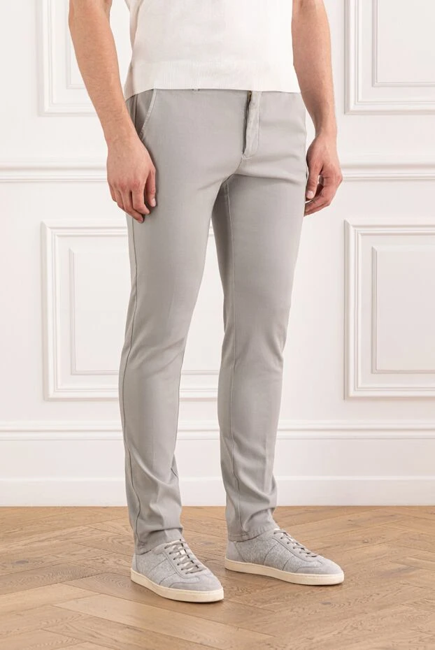 Berwich men's gray trousers of universal style with a drawstring belt 190385 - photo 3