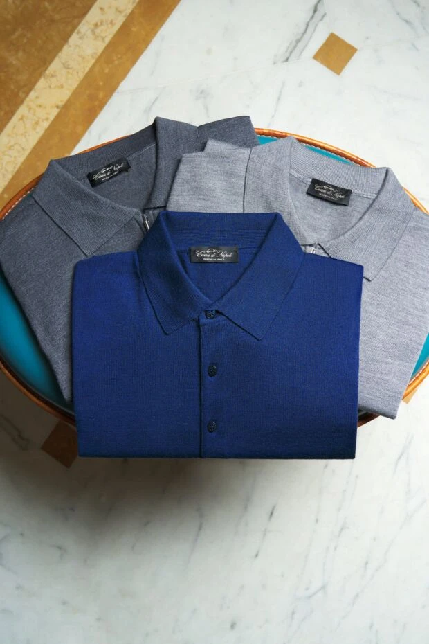 Cesare di Napoli universal grey wool polo shirt with long sleeves and zip 190408 - photo 3