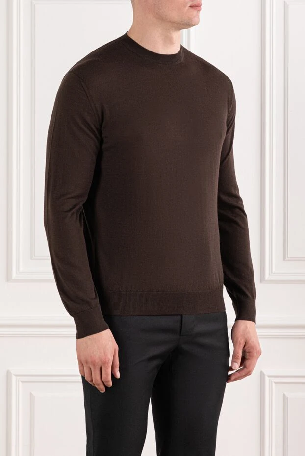 Cesare di Napoli men's jumper made of natural wool dark brown 190421 - photo 3