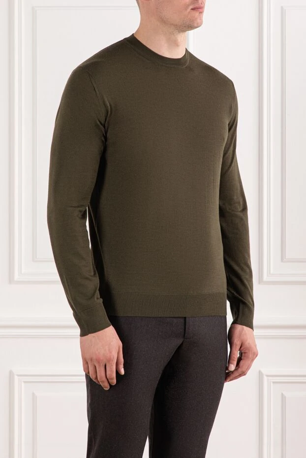 Cesare di Napoli wool crew neck jumper in olive 190434 - photo 3