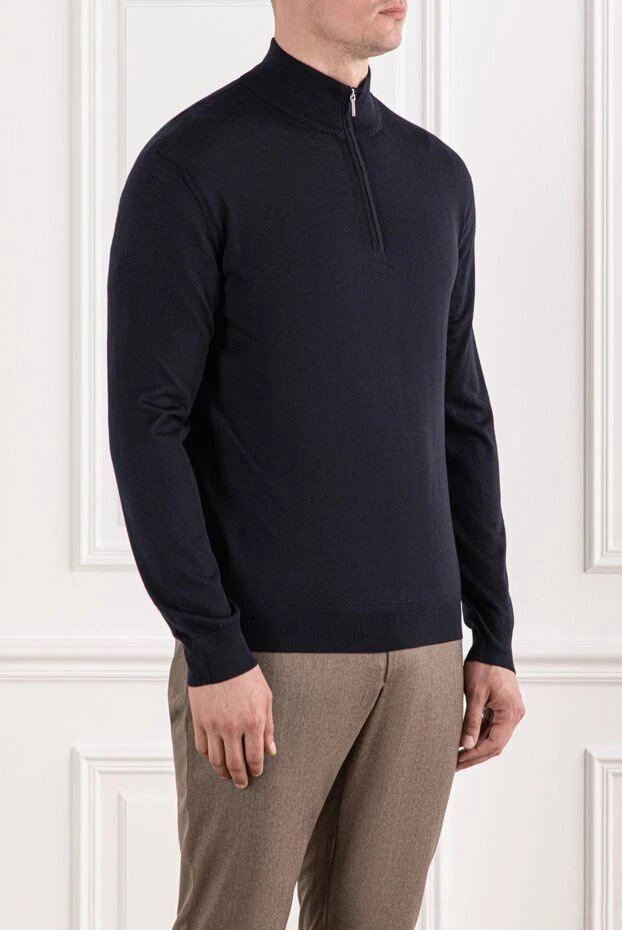Cesare di Napoli men's navy wool trouser with stand-up collar 190444 - photo 3