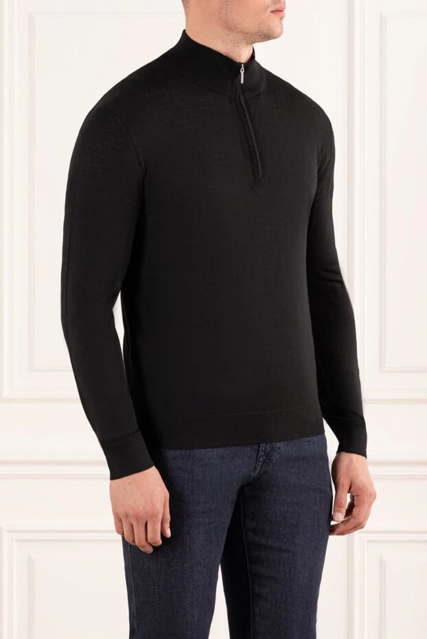 Cesare di Napoli troyer men's wool black with stand-up collar and zip 190446 - photo 3