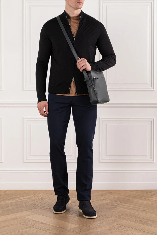 Cesare di Napoli cardigan with zipper wool noble rich black 190451 - photo 2