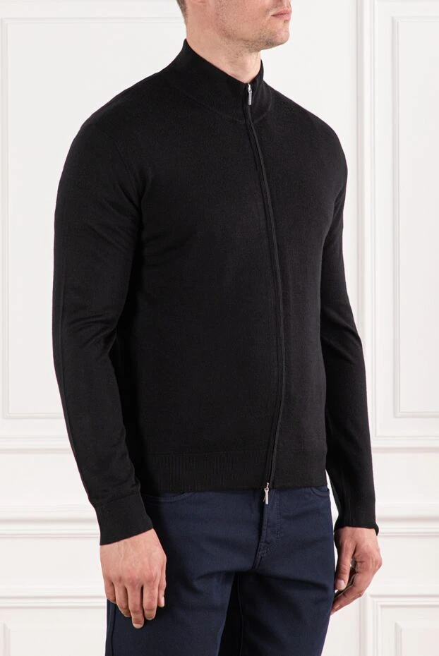 Cesare di Napoli cardigan with zipper wool noble rich black 190451 - photo 3