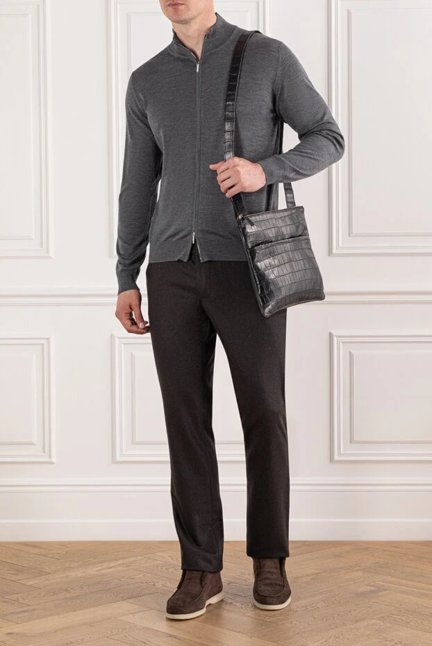 Cesare di Napoli fine wool cardigan gray with zipper 190452 - photo 2