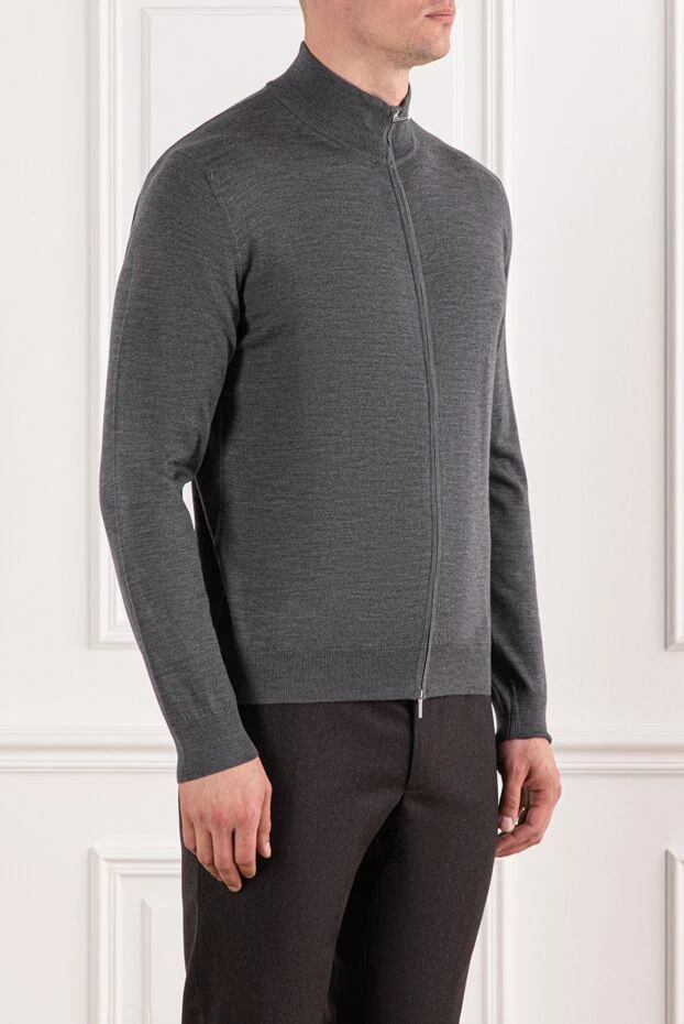 Cesare di Napoli fine wool cardigan gray with zipper 190452 - photo 3