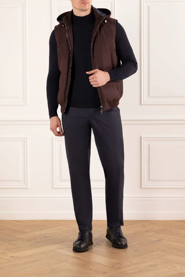 Cesare di Napoli thin wool jumper in blue with a stand-up collar 190458 - photo 2