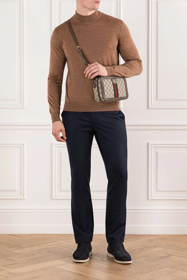 Cesare di Napoli soft yarn jumper with a high collar, coffee 190460 - photo 2