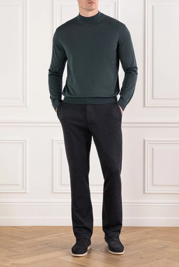 Cesare di Napoli green wool jumper with stand-up collar and long sleeves 190462 - photo 2