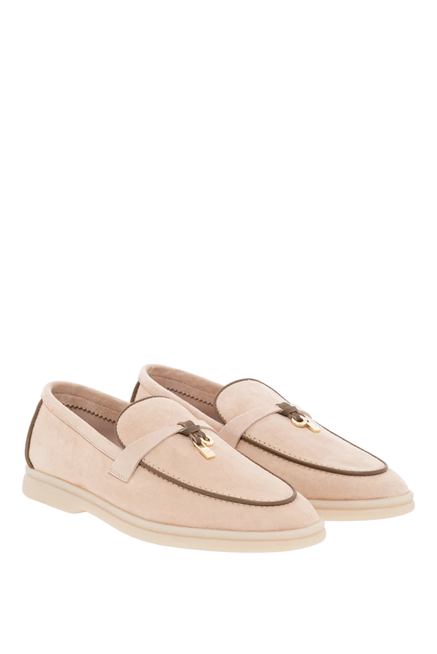 Loro Piana прогулянкові лофери summer charms з кантом із замші жіночі бежеві 190484 - фото 2