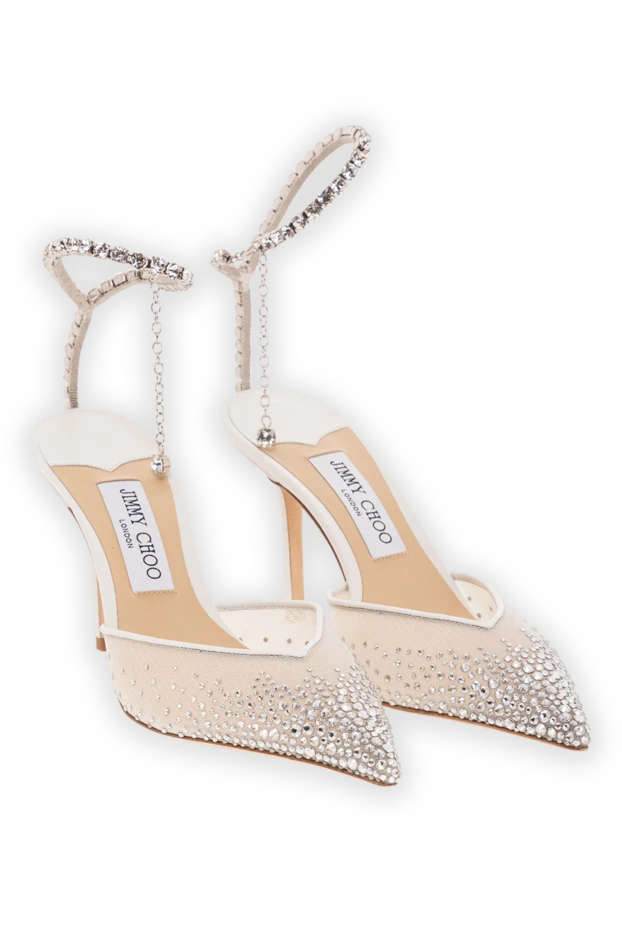 Jimmy Choo культовые босоножки saeda85 из сетчатой ??ткани украшенной кристаллами 190518 - фото 3