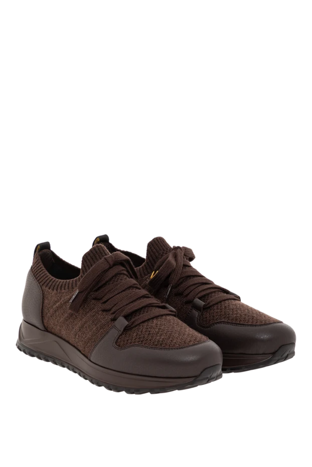 Doucal`s brown men's sneakers made of genuine leather and warm wool 190530 - photo 3
