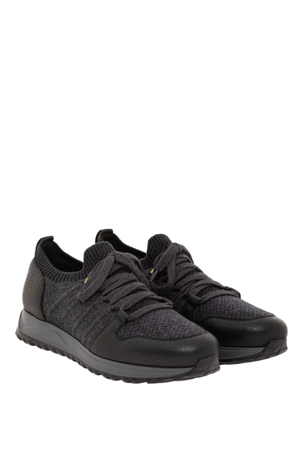 Doucal`s dark grey sneakers with leather inserts and wool 190531 - photo 3