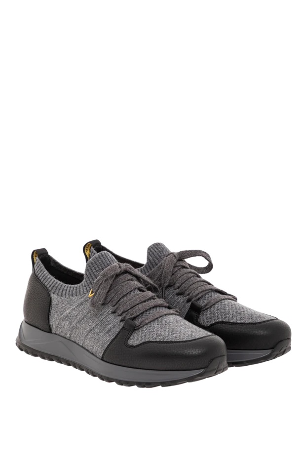 Doucal`s casual sneakers made of grey wool and genuine leather 190534 - photo 3