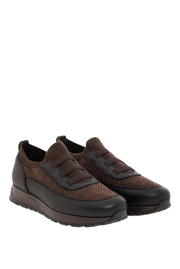 Doucal`s warm brown sneakers made of wool and leather with a textured sole 190535 - photo 3