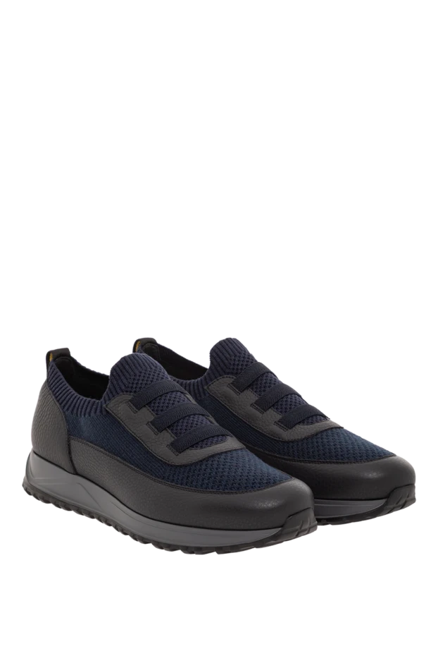 Doucal`s wool sneakers with leather trim and insulated sole blue 190536 - photo 3