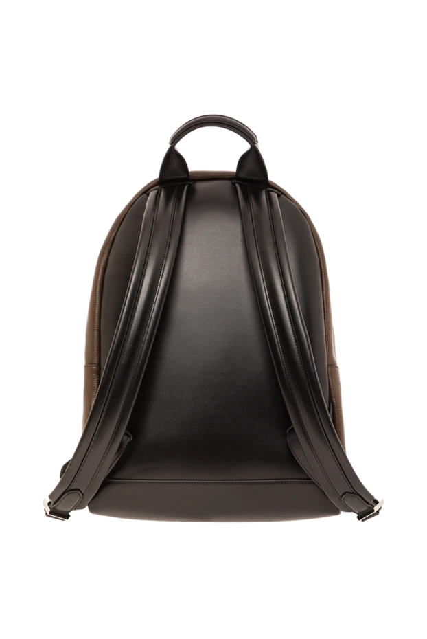 Чоловічий коричневий рюкзак із зернистої шкіри на блискавці - фото 3