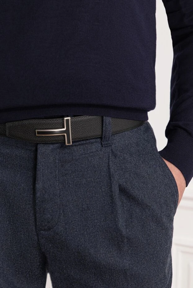 Tom Ford reversible black grained leather belt with enamel t-bar buckle 190558 - photo 2