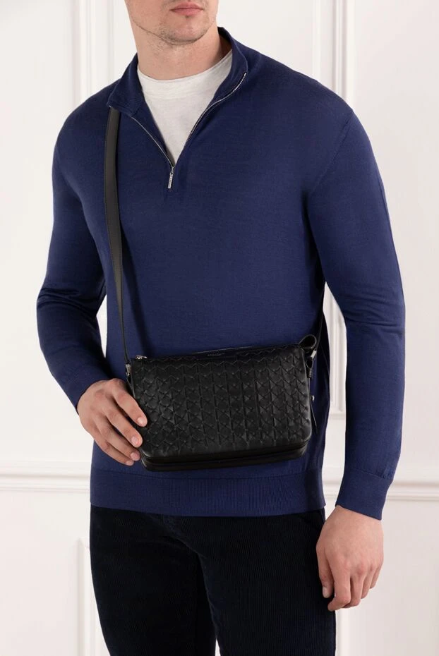Serapian east west black mosaico leather messenger bag 190574 - photo 2