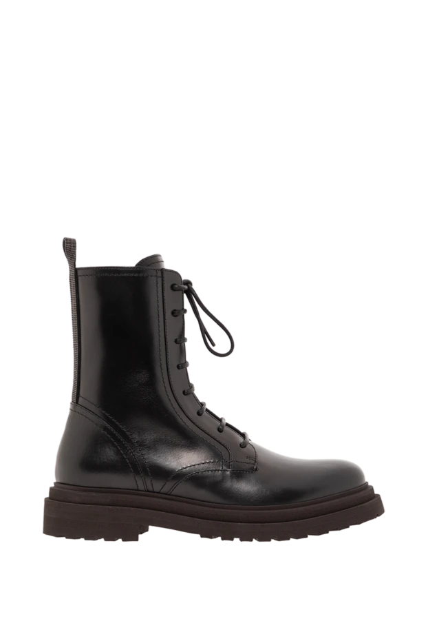 Black leather boots with a massive sole and high top - photo 1