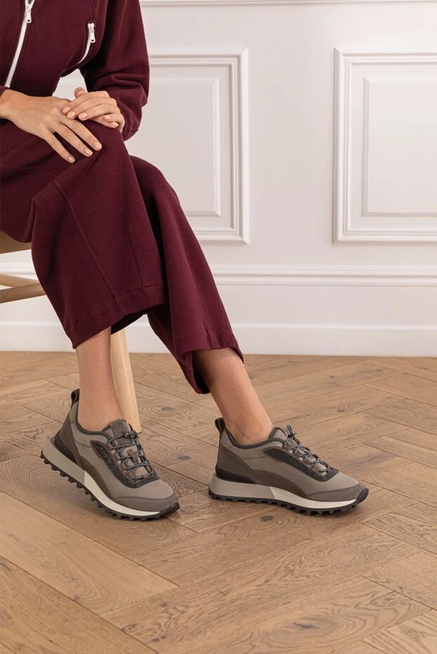 Brunello Cucinelli кроссовки из высокотехнологичной ткани и замши с элегантной кромкой 190579 - фото 2