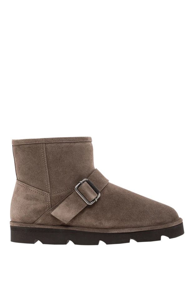 Brunello Cucinelli теплые зимние ботинки из замши с натуральным мехом женские 190580 - фото 1