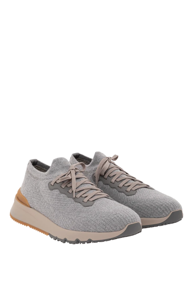 Brunello Cucinelli кроссовки из шерстяного трикотажа и полуглянцевой телячьей кожи с теплой подкладкой 190581 - фото 3