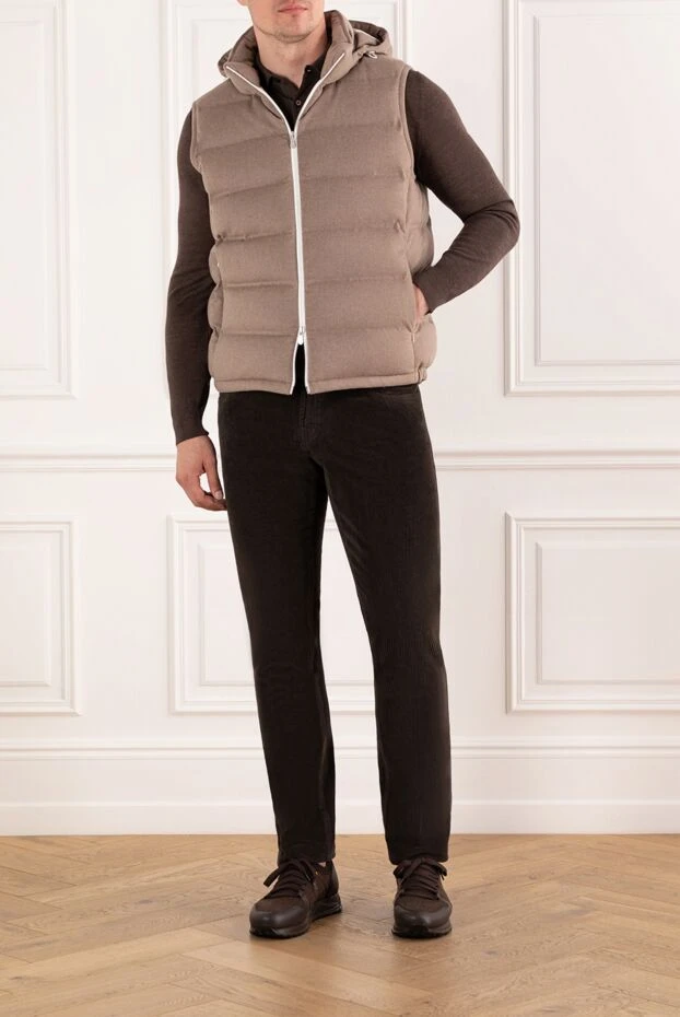 Brunello Cucinelli beige down vest with a hood and contrasting wool zipper 190582 - photo 2