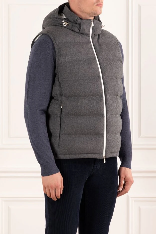Brunello Cucinelli gray down vest with a hood and side pockets 190583 - photo 3