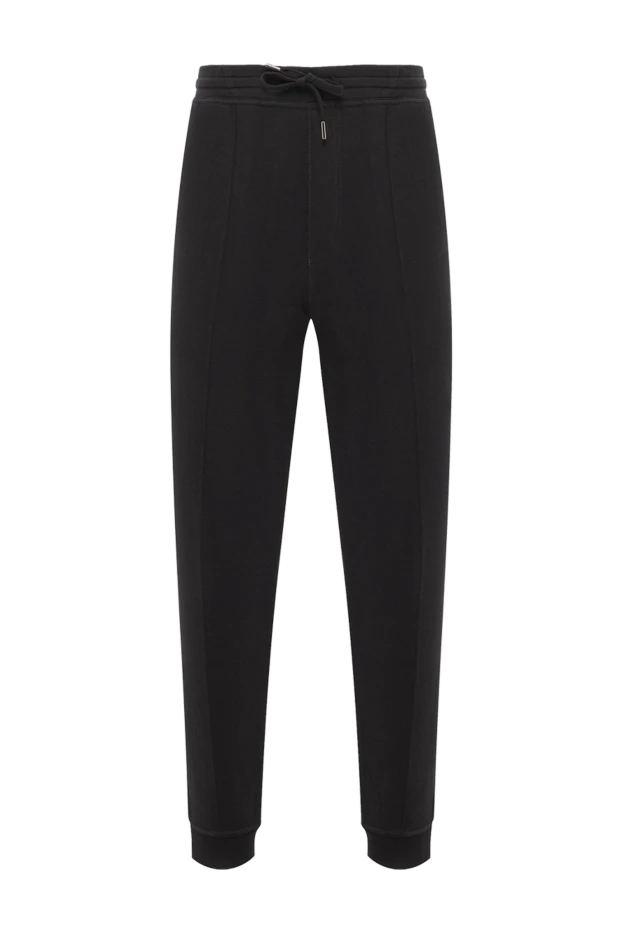 Черные трикотажные брюки с мягкой фактурой и кулиской - фото 1