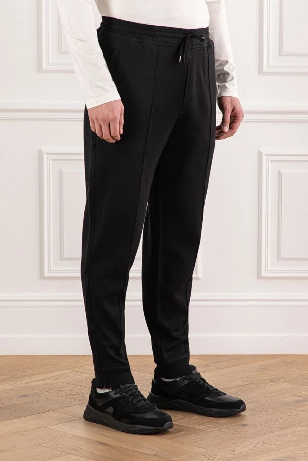 Brunello Cucinelli black knit trousers with a soft texture and drawstring 190590 - photo 3