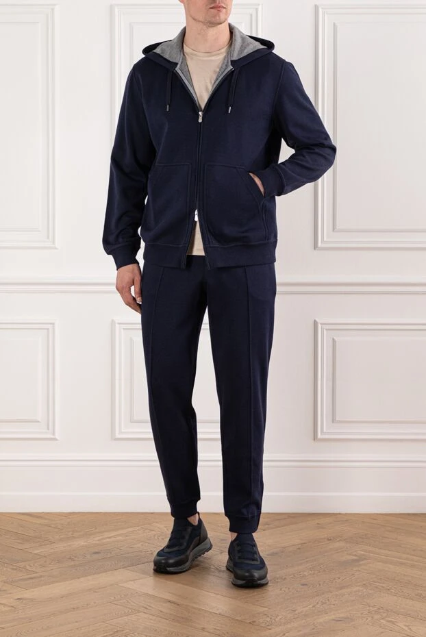 Brunello Cucinelli dark blue tracksuit with a hood and a zipper 190593 - photo 2