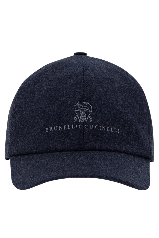 Кепка мужская шерстяная темно-синяя с вышивкой бренда - фото 1