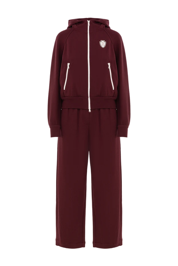 Brunello Cucinelli костюм спортивный бордовый с контрастной фурнитурой и капюшоном 190599 - фото 1
