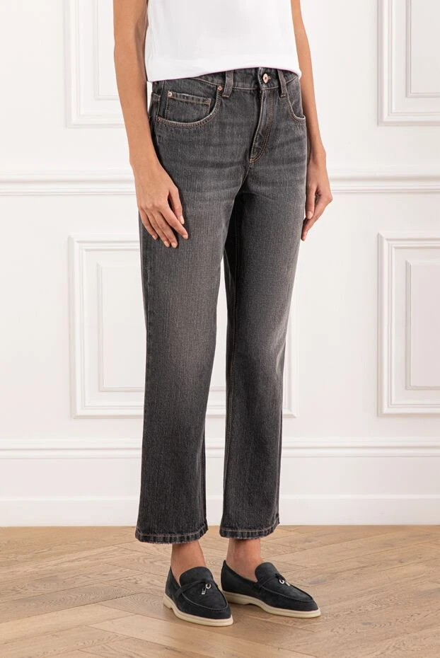 Brunello Cucinelli джинси retro з п'ятьма кишенями з деніму з ланцюжком моніль 190600 - фото 3