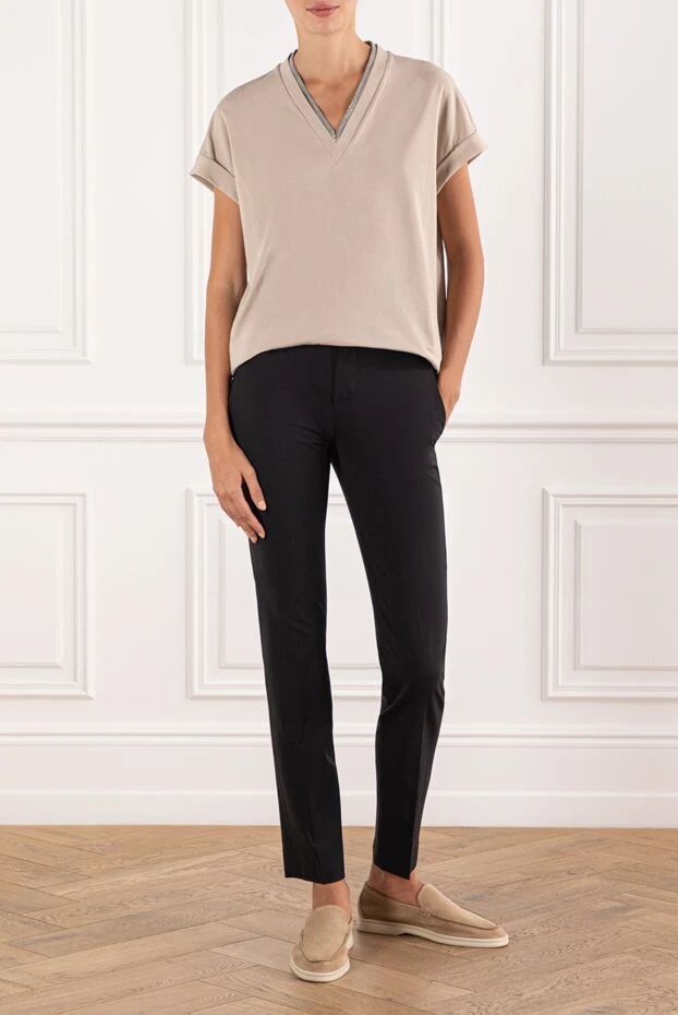 Женские классические брюки чёрного цвета лаконичного дизайна - фото 2