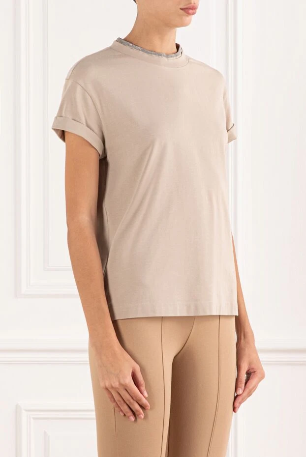 Brunello Cucinelli loose-fitting beige blouse with monili decoration 190614 - photo 3
