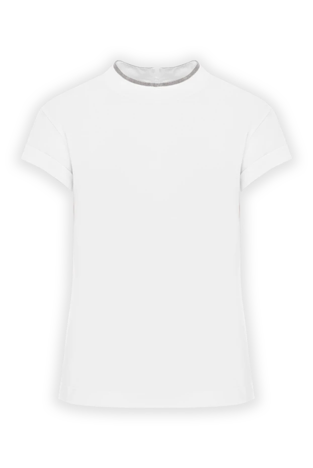 Brunello Cucinelli minimalist white blouse with monili trim on the neckline 190615 - photo 1