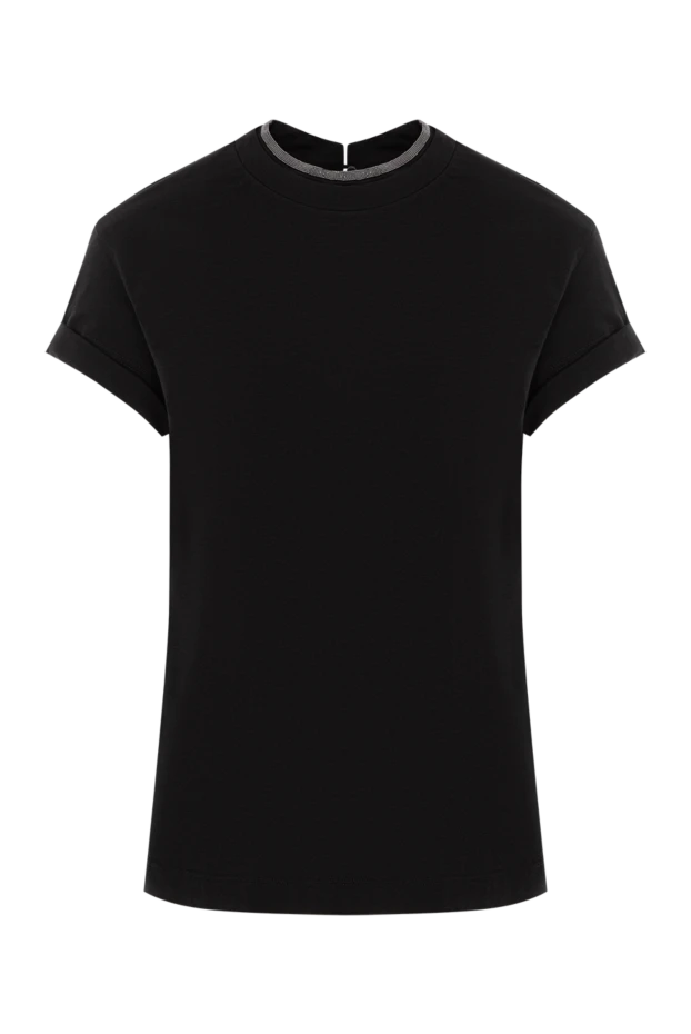 Brunello Cucinelli black loose-fitting blouse with decorative monili insert 190616 - photo 1