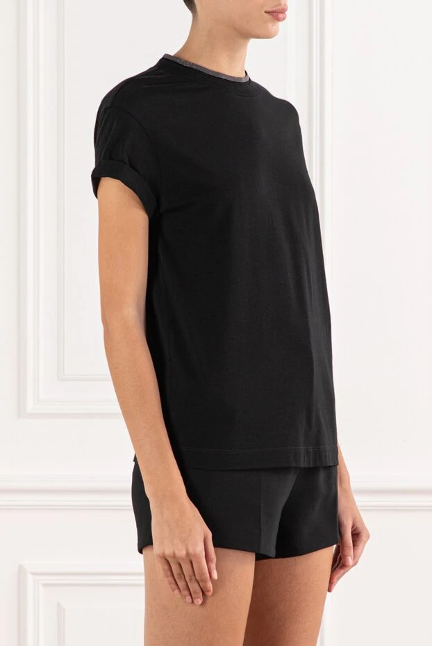 Brunello Cucinelli black loose-fitting blouse with decorative monili insert 190616 - photo 3