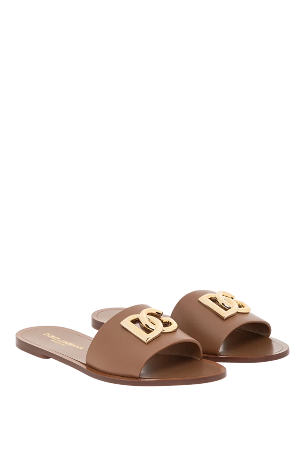 Dolce & Gabbana мюли из телячьей кожи на плоской подошве коричневые женские 190626 - фото 2