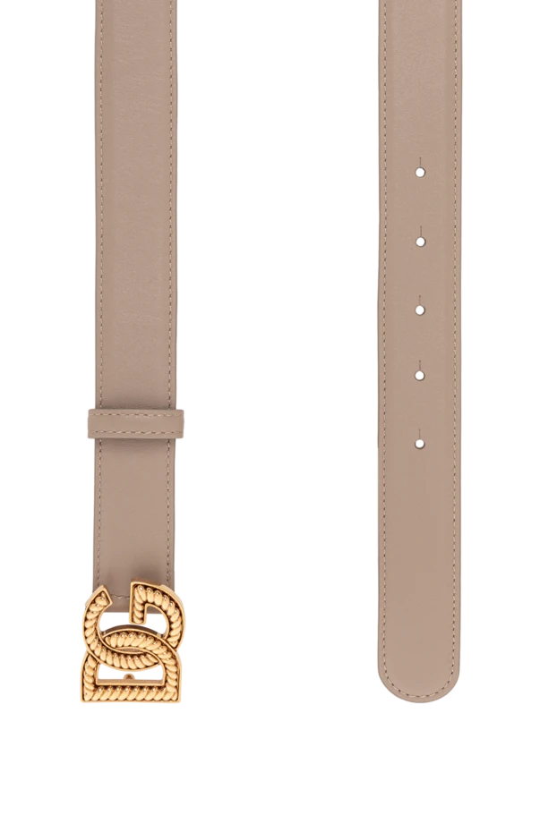 Dolce & Gabbana жіночий ремінь бежевий з телячої шкіри плонже з логотипом dg 190644 - фото 3