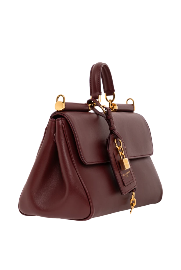 Dolce & Gabbana жіноча сумка my sicily середнього розміру з телячої шкіри бордова. 190648 - фото 3