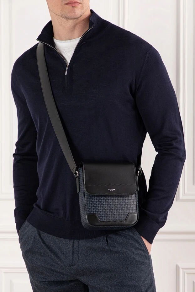 Serapian small stepan fabric flap messenger bag in black 190661 - photo 2