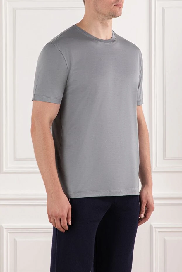 Cesare di Napoli gray t-shirt with a minimalist design and short sleeves 190742 - photo 3