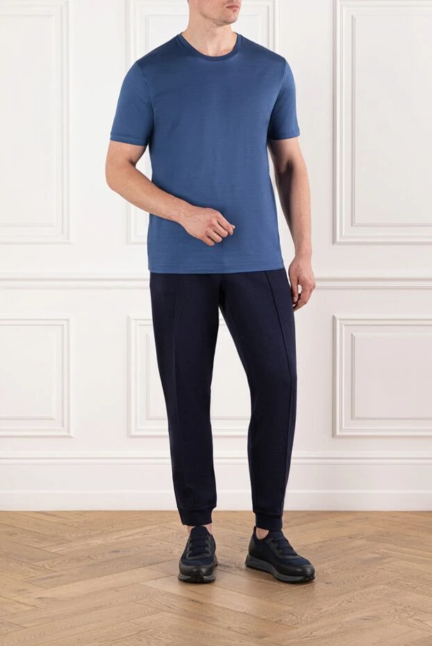 Cesare di Napoli a simple men's t-shirt in deep blue with a straight cut (markdown) 197969 - photo 2