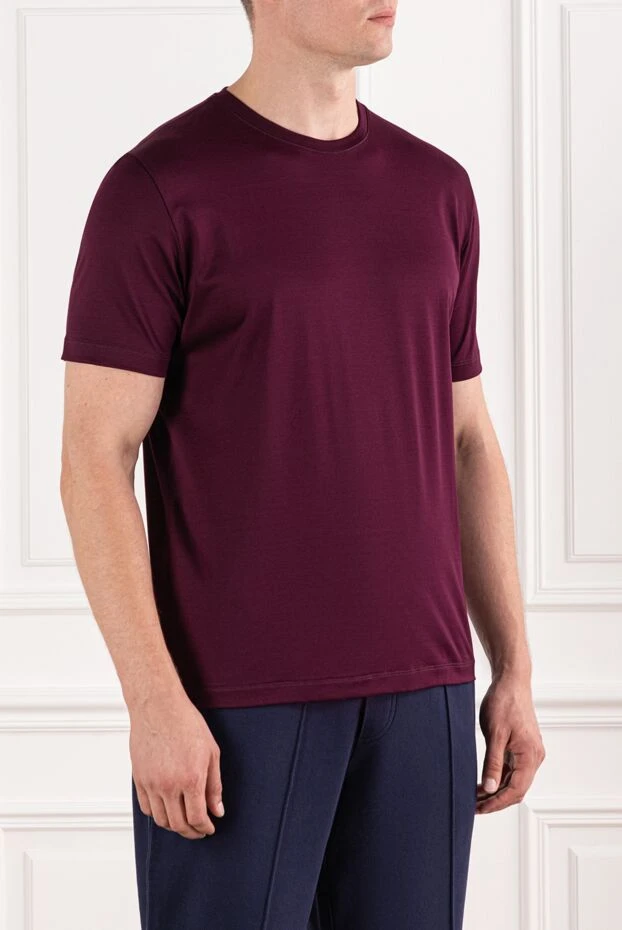 Cesare di Napoli men's plain burgundy cotton t-shirt 190745 - photo 3