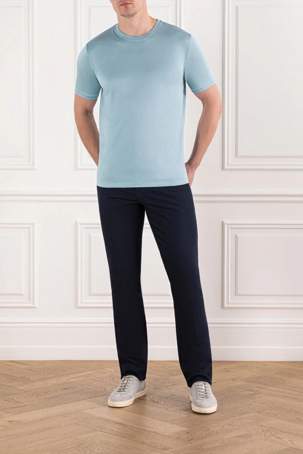 Cesare di Napoli a simple t-shirt in a soft blue shade made of soft cotton 196911 - photo 2