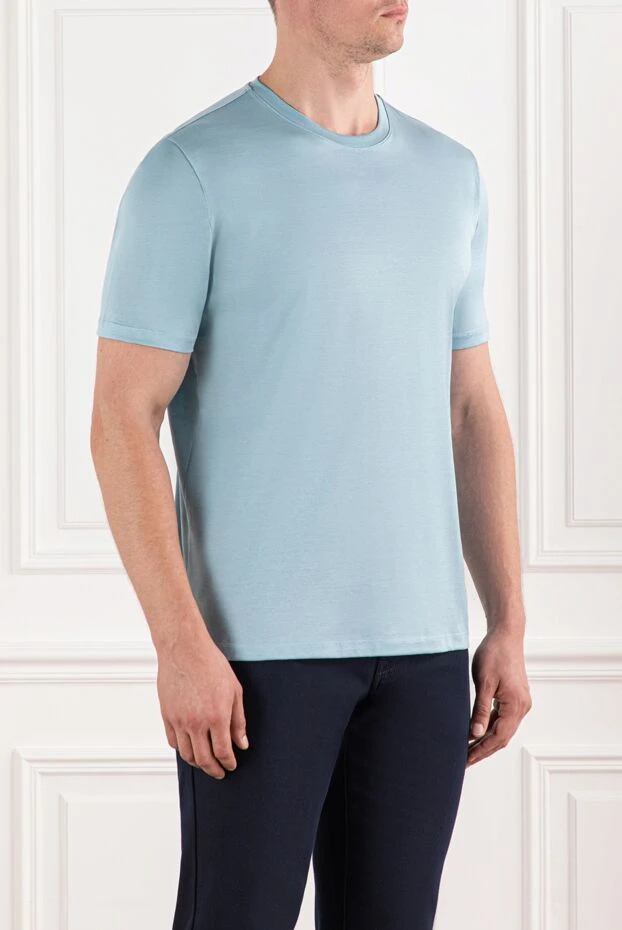 Cesare di Napoli a simple t-shirt in a soft blue shade made of soft cotton 196911 - photo 3