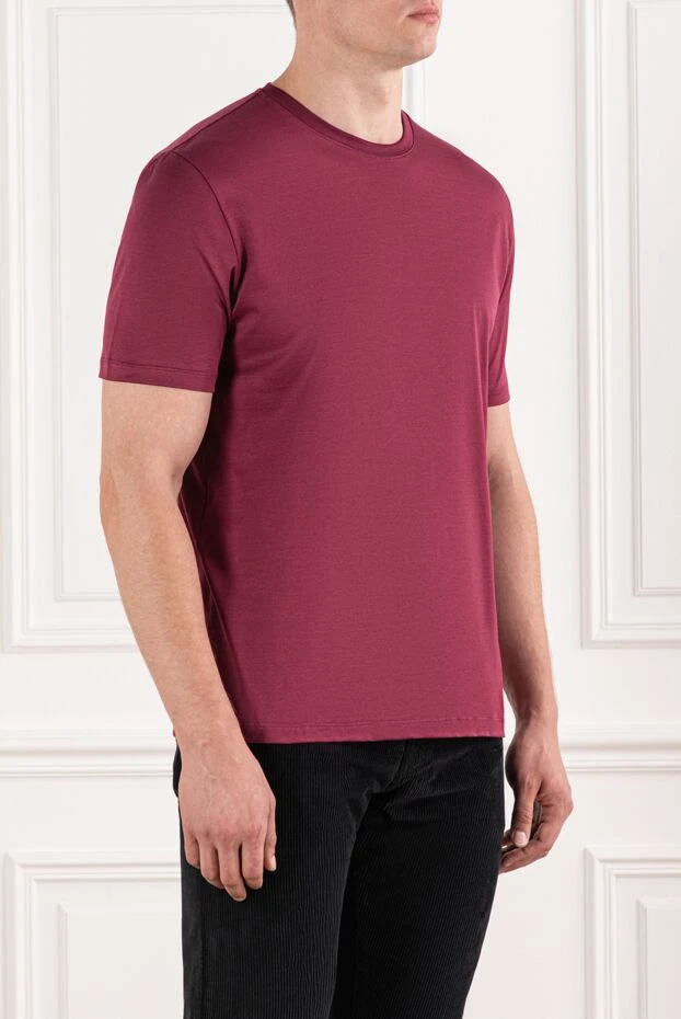 Cesare di Napoli men's cotton t-shirt in wine red 190750 - photo 3
